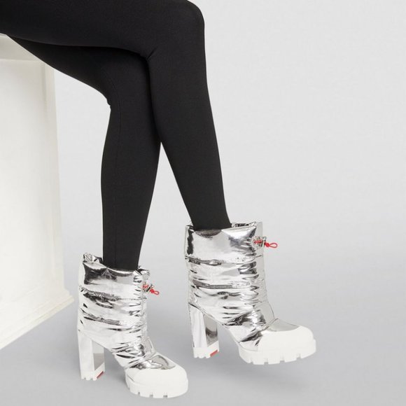 Christian Louboutin Shoes - Christian Louboutin ORIONA LUG 100 Quilted Metallic Booties Boots Heels